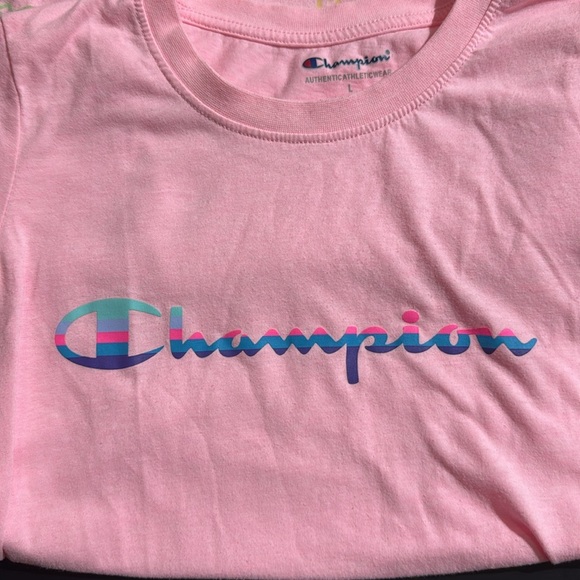 BUNDLE of 2 | girls size Large | Champion Light Pink | Multicolor Logos - Picture 2 of 5